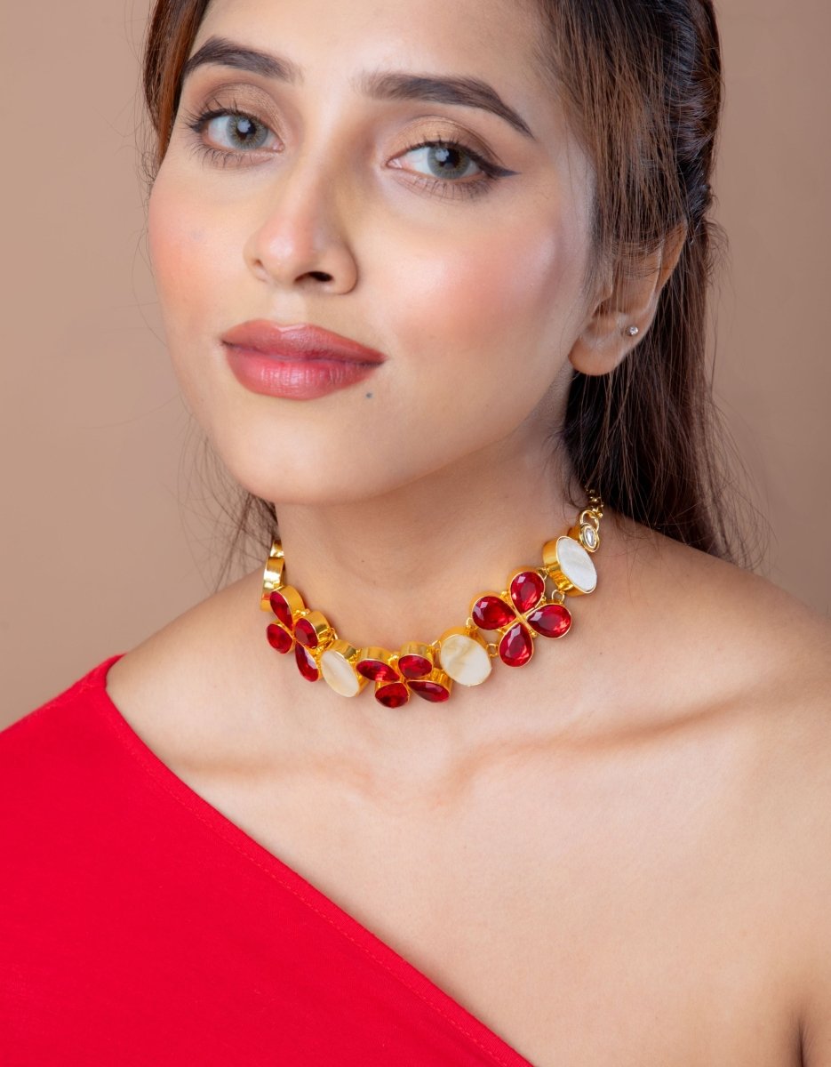 Gemstone glow Choker Necklace - Jiaarajewellery