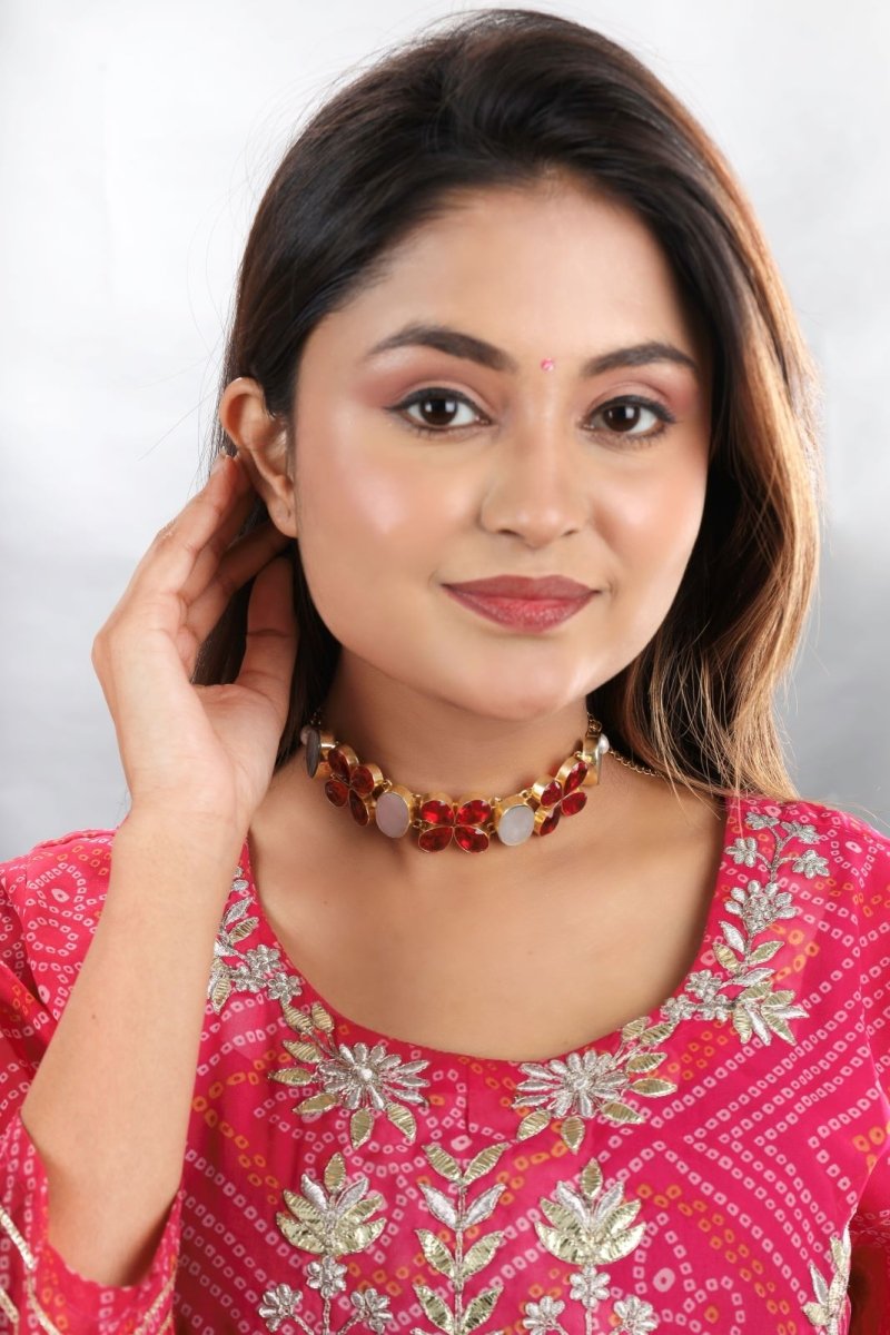 Gemstone glow Choker Necklace - Jiaarajewellery