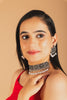 Glass Stone Silver plated Oxidised Necklace Set with Maang Tikka