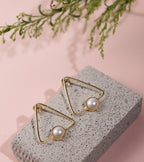 Glossy Stone Triangle Earrings - W - Jiaarajewellery