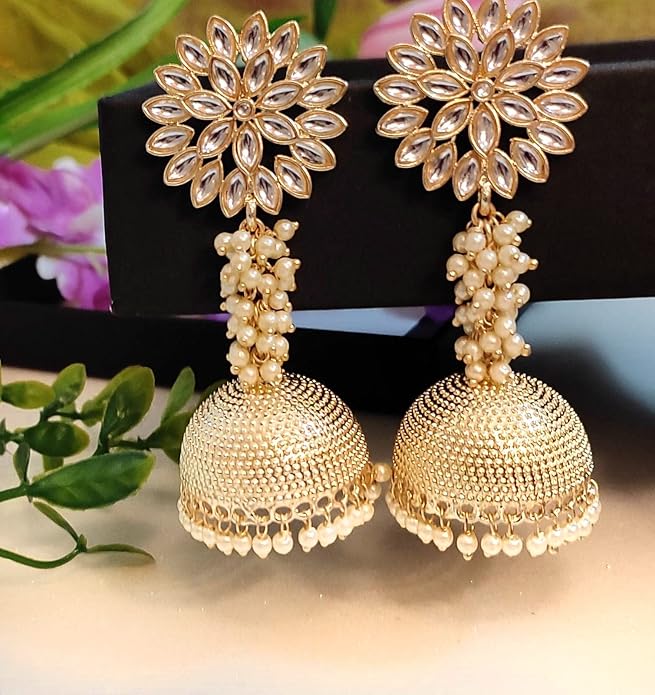 Golden Elegance Jhumka - Jiaarajewellery