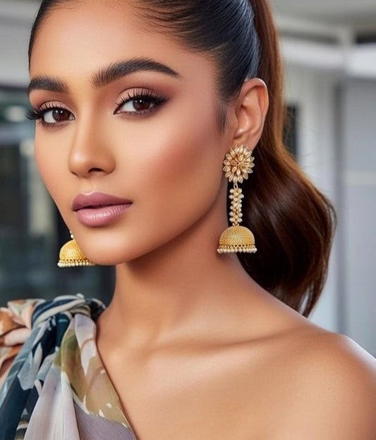 Golden Elegance Jhumka - Jiaarajewellery