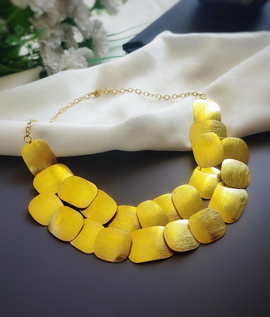 Golden Gleam Double Layer Brass Necklace - Jiaarajewellery
