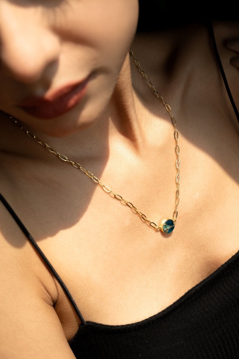 Green Emerald Mohave Stone Pendant Set - Jiaarajewellery