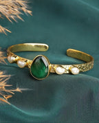 Green Onyx Textured Cuff Bracelet - Jiaarajewellery