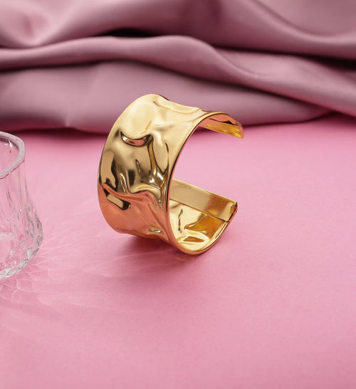 Hammered Brass shiny cuff bracelet - Jiaarajewellery