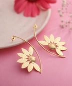 Hammered Semi Sunflower Brass Earrings - Jiaarajewellery