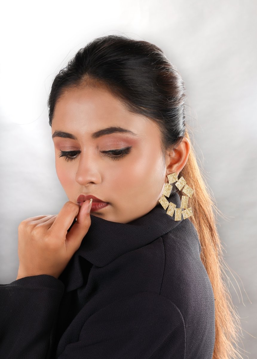 Hammered Vintage style Brass Earrings - Jiaarajewellery