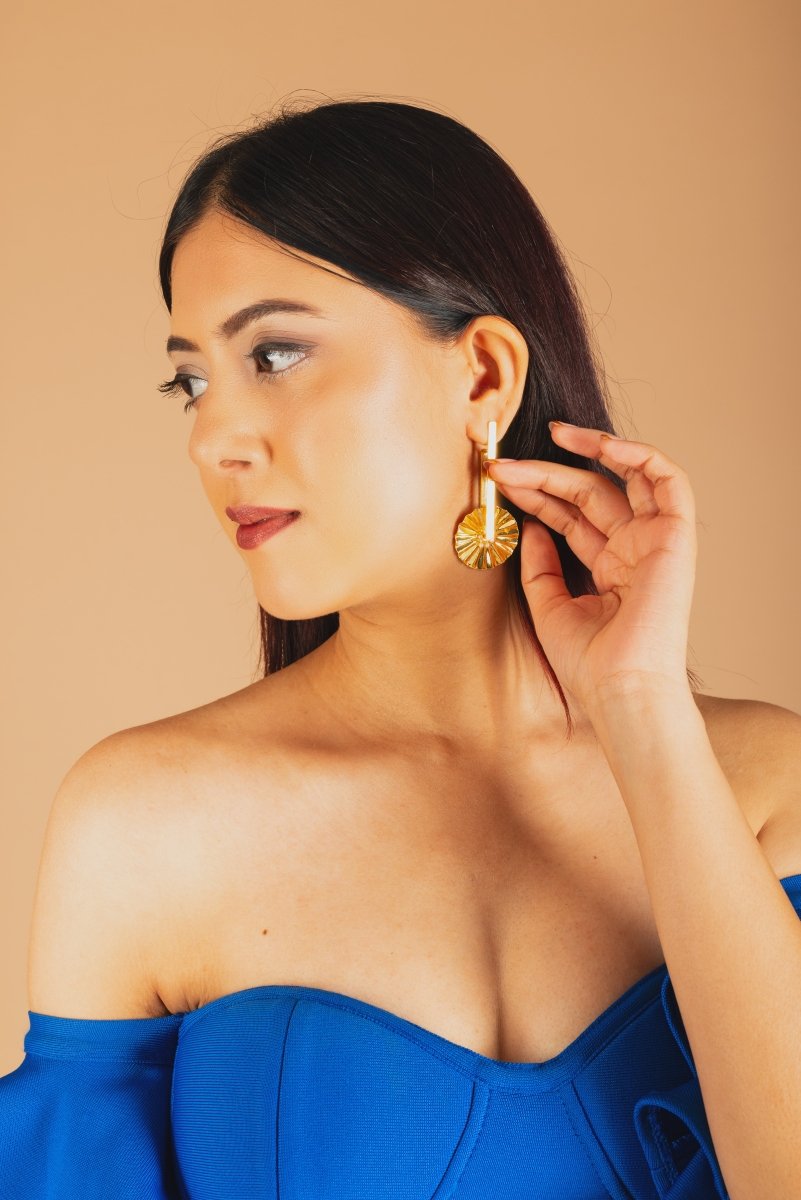 Hammered Wheel Drop Earrings - Jiaarajewellery