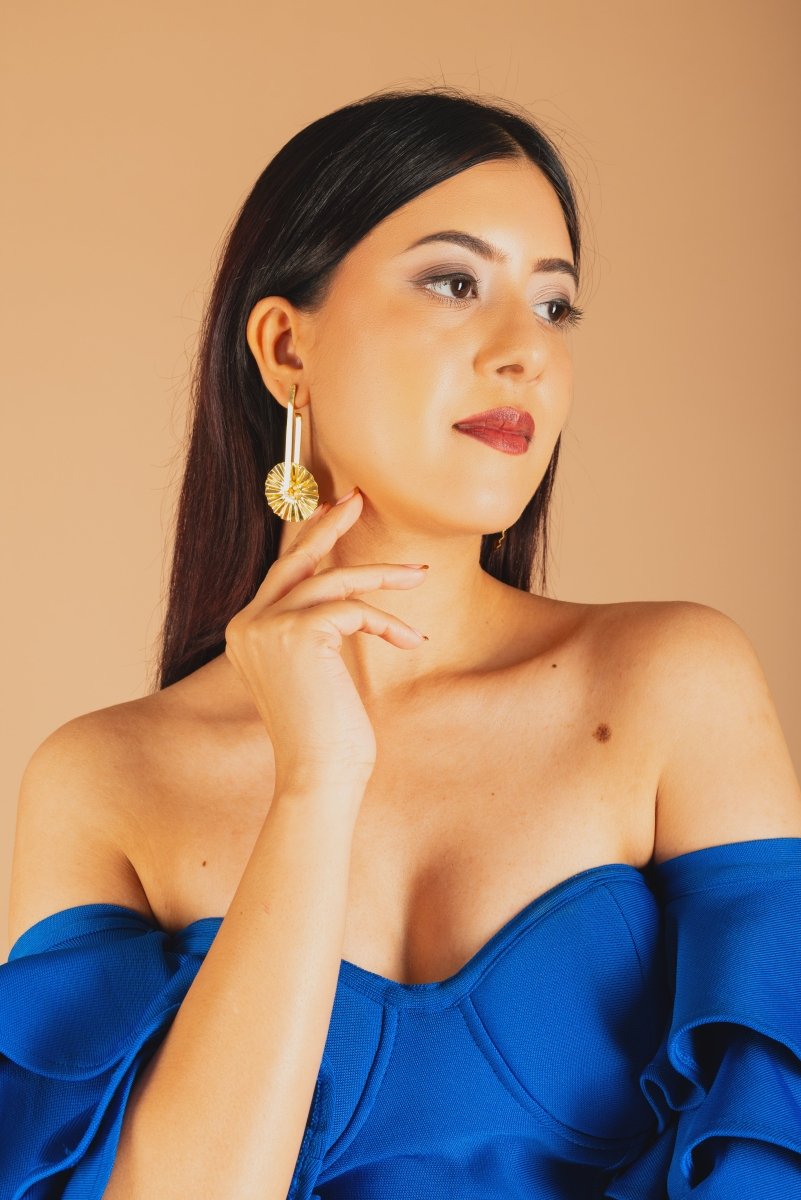 Hammered Wheel Drop Earrings - Jiaarajewellery