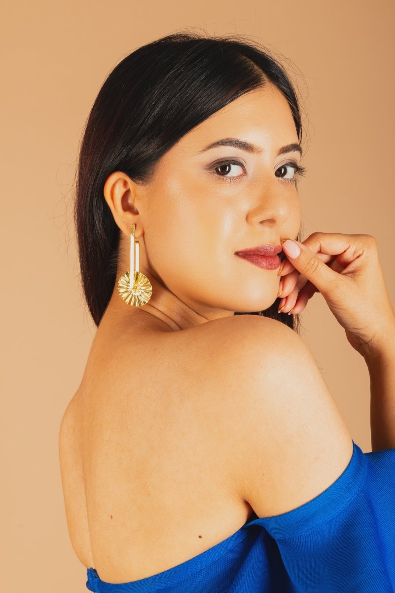 Hammered Wheel Drop Earrings - Jiaarajewellery