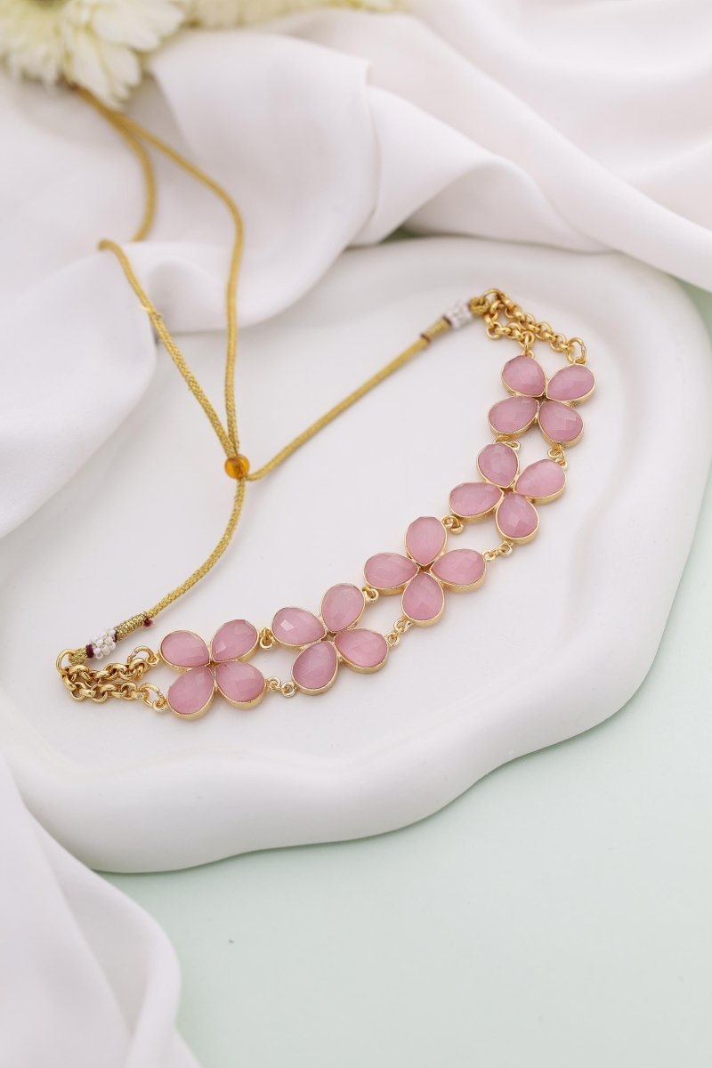 Handcrafted Choker with Pink Stones. - Jiaarajewellery