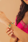 Handcrafted Dual Green Natural Stone Handcuff Bracelet - Jiaarajewellery