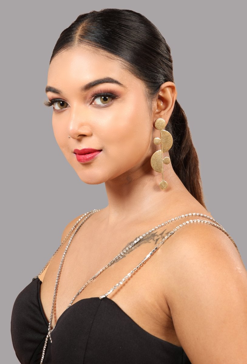 Handcrafted Multi Disc Brass Earrings - Jiaarajewellery