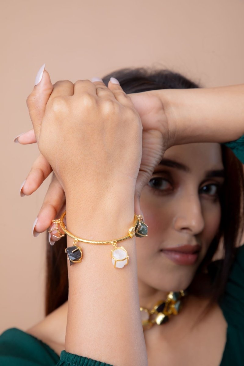 Hanging Stones Sleek Cuff Bracelet - Jiaarajewellery