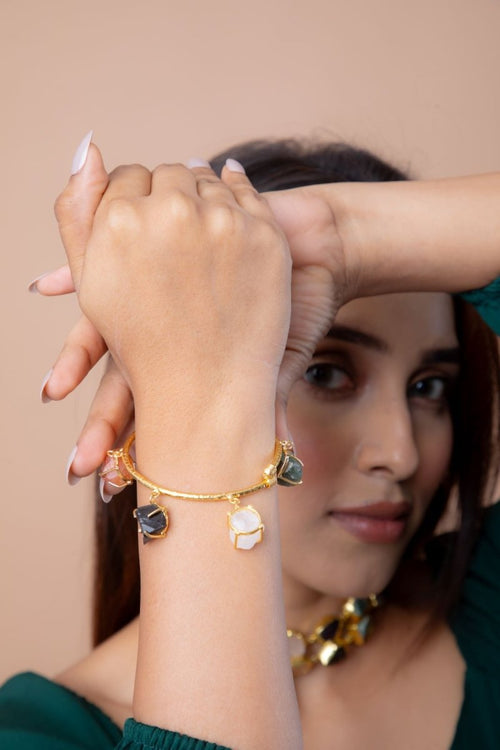 Hanging Stones Sleek Cuff Bracelet - Jiaarajewellery