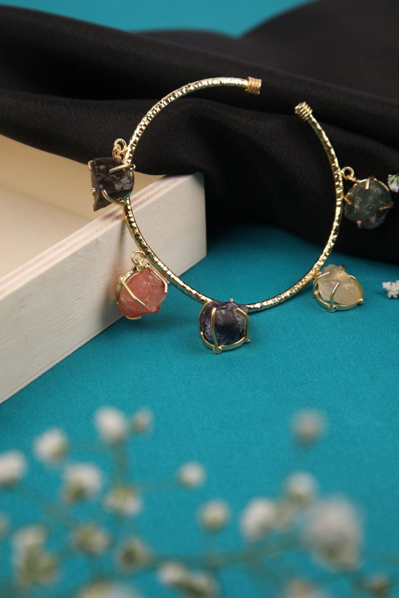Hanging Stones Sleek Cuff Bracelet - Jiaarajewellery