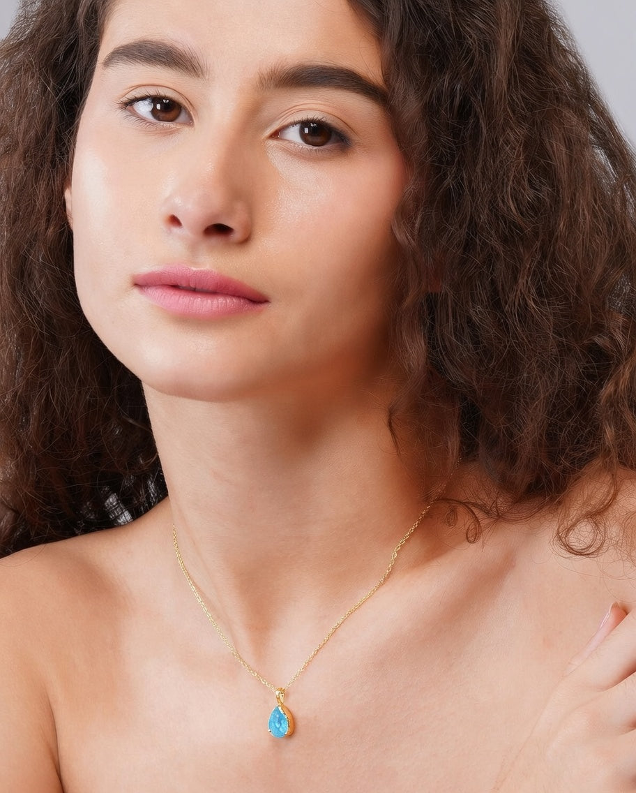 92.5 Sterling Silver Cosmic Solar Druzy Blue Pendant Necklace