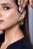 Stone Studded Spiral Earrings- Rust Orange
