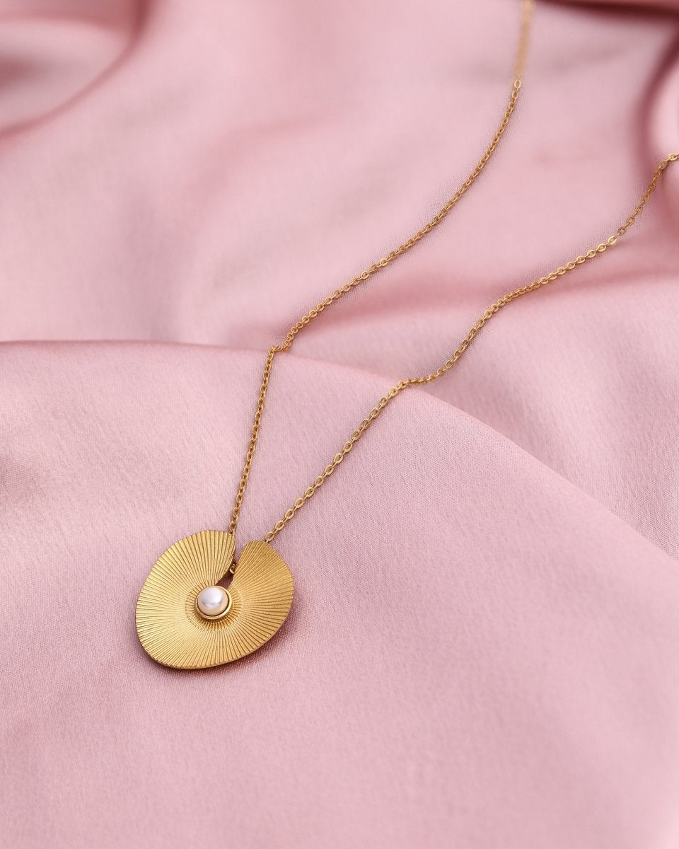 Lotus leaf gold tone pendant - Jiaarajewellery