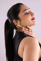 Lustrous Pearl studded Flower Earrings - Jiaarajewellery