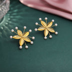 Lustrous Pearl studded Flower Earrings - Jiaarajewellery