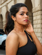 Minimal 5 swing stone Tassel Earrings - Jiaarajewellery