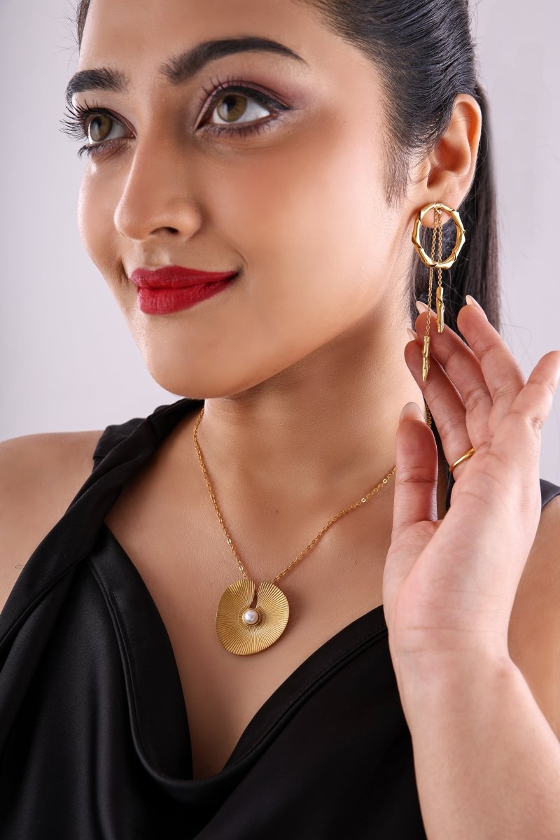 Minimal Dual Tassel Circle Earrings - Jiaarajewellery