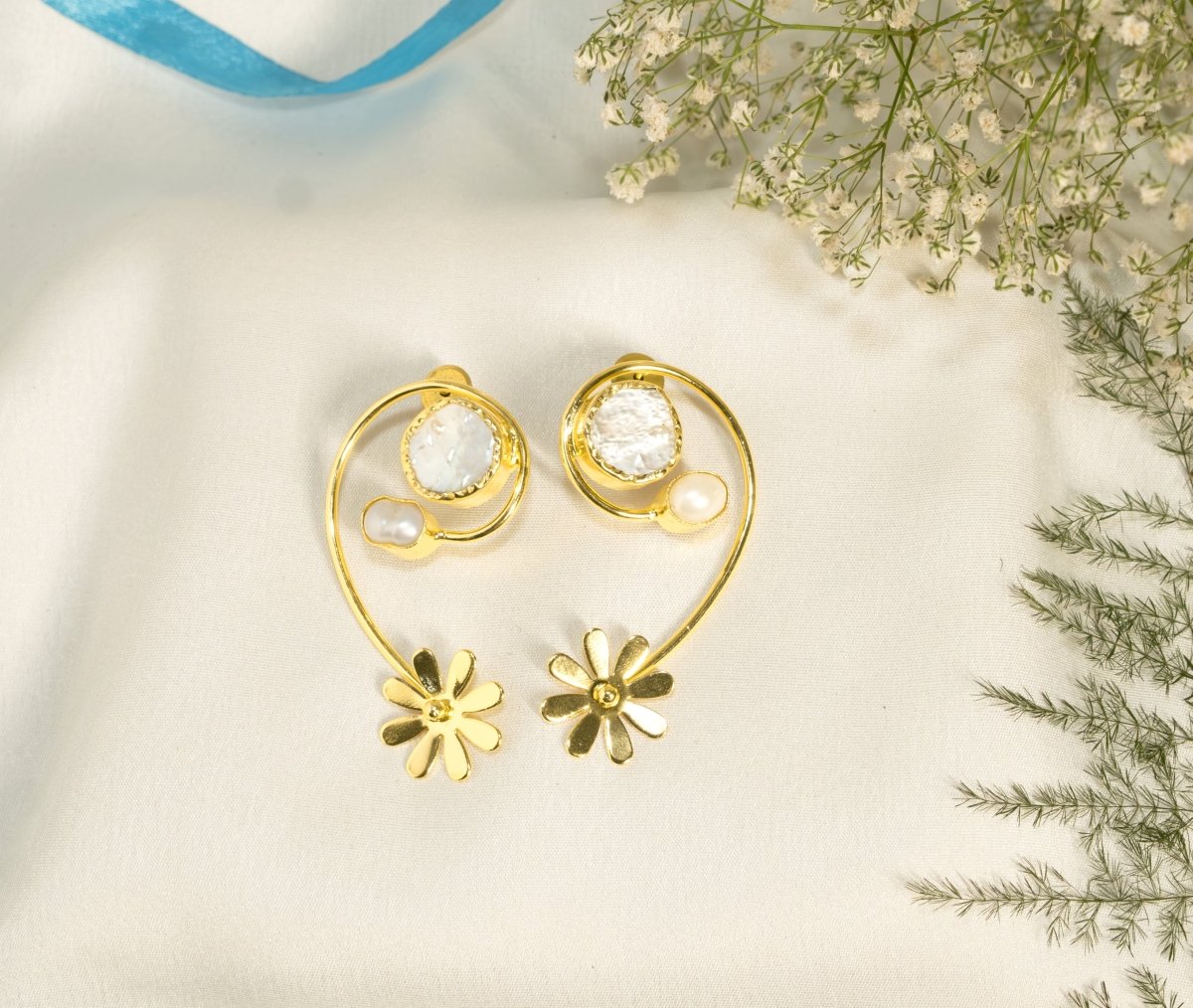 MOP - Stone Spiral Earrings - W - Jiaarajewellery