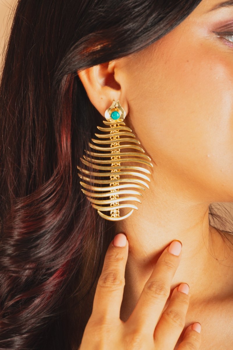 Multi - lined fish Earrings - Jiaarajewellery