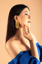 Multi - striped Curtain brass Earrings - Jiaarajewellery
