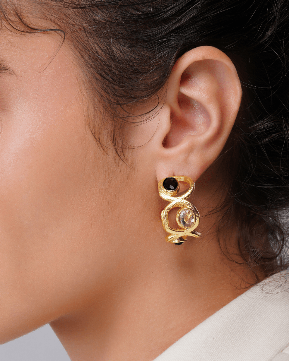 Multicolor Crystal Stone Studded black hive Earrings - Jiaarajewellery