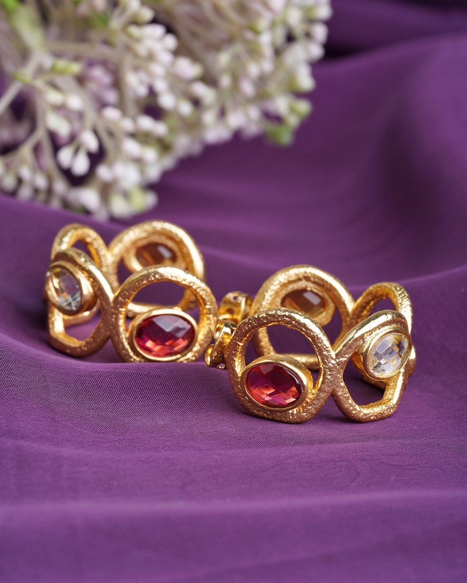Multicolor Crystal Stone Studded hive Earrings - Jiaarajewellery