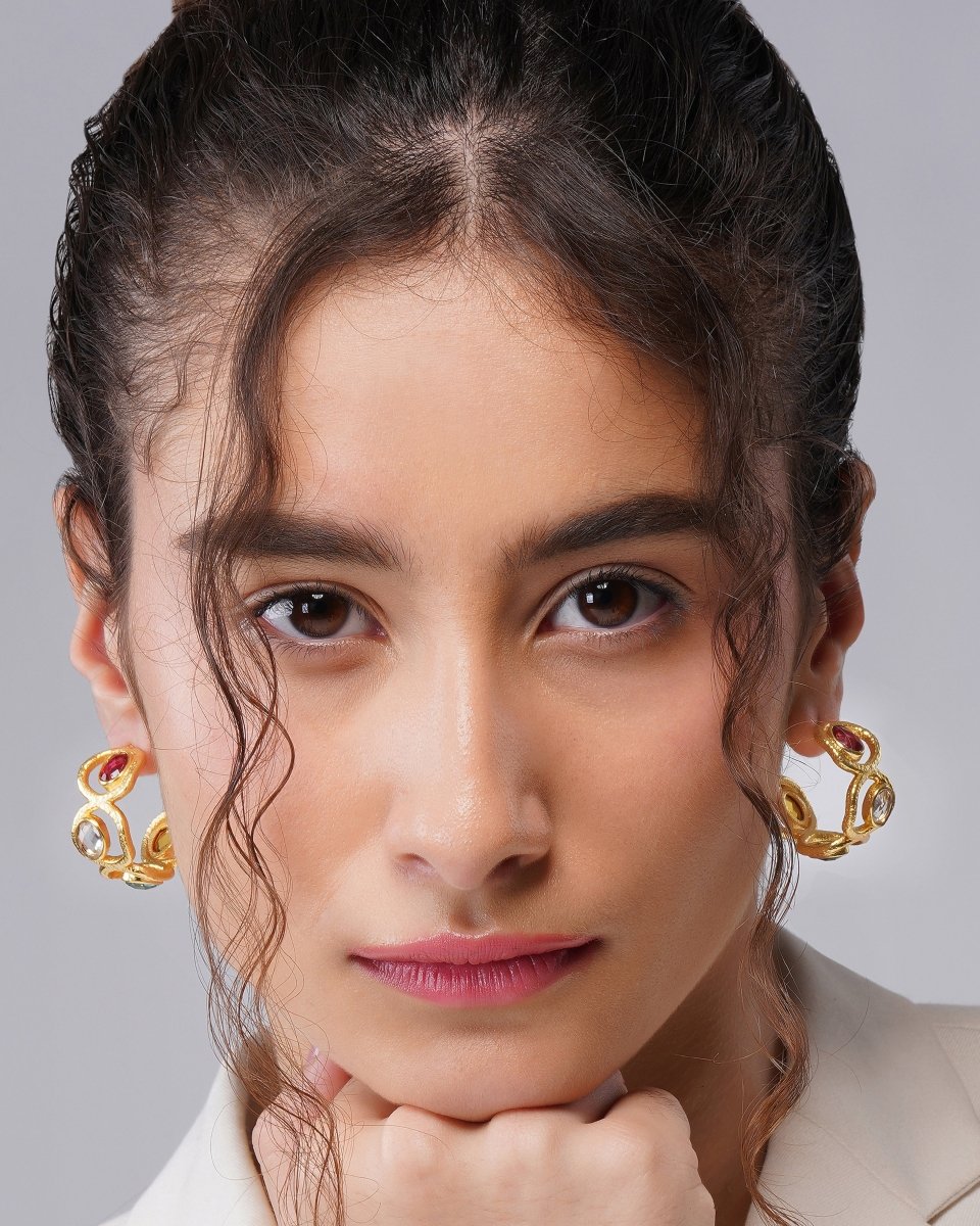 Multicolor Crystal Stone Studded hive Earrings - Jiaarajewellery