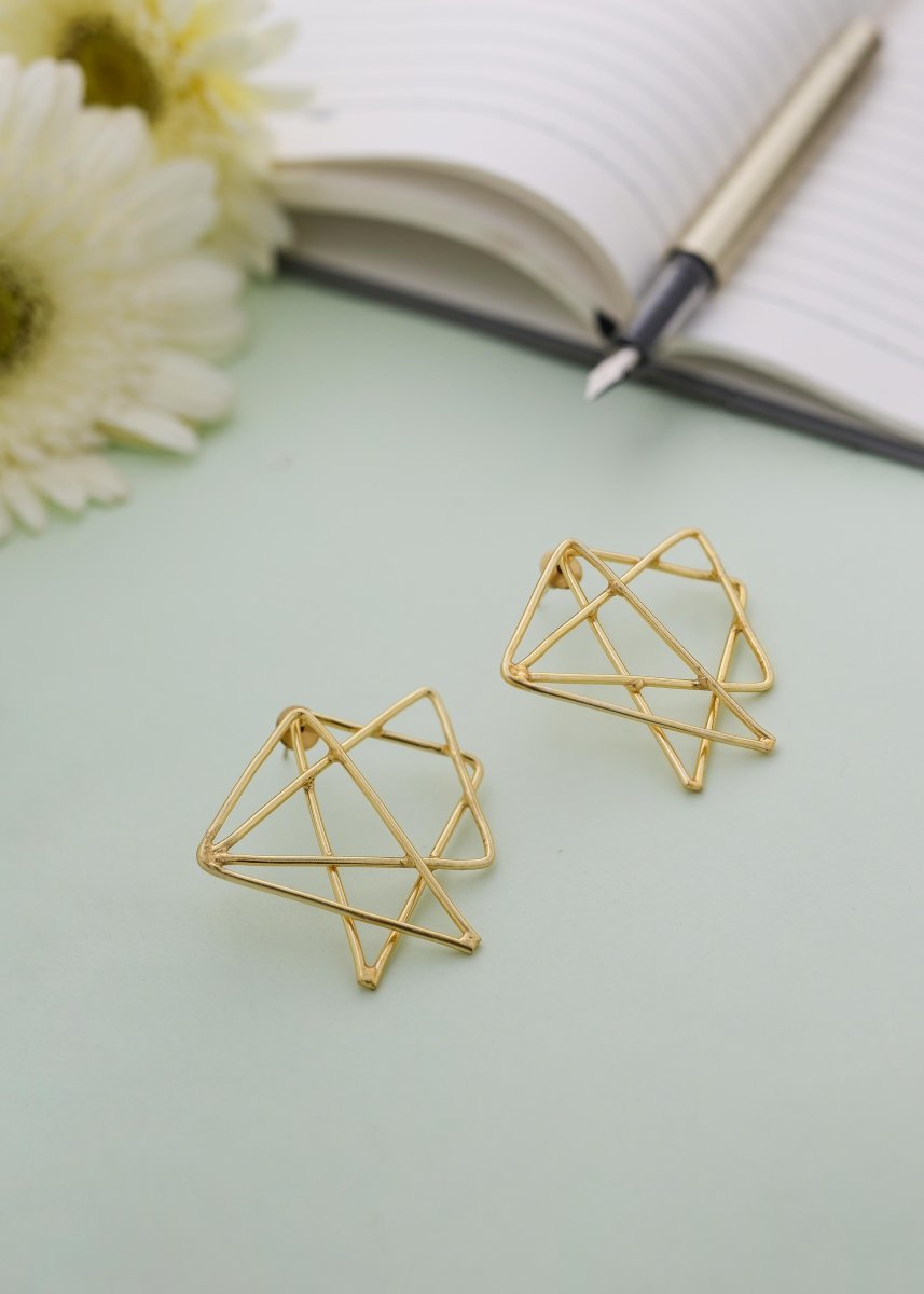 Multistar Geometric Brass Earrings - Jiaarajewellery