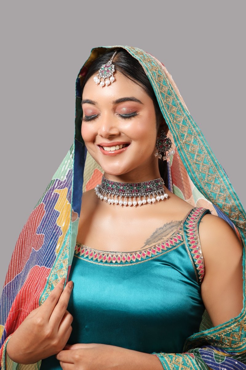Oxidised Silver Plated Necklace Set - Jiaarajewellery