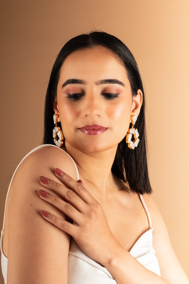 Penta Baroque Moonlight Earrings - Jiaarajewellery