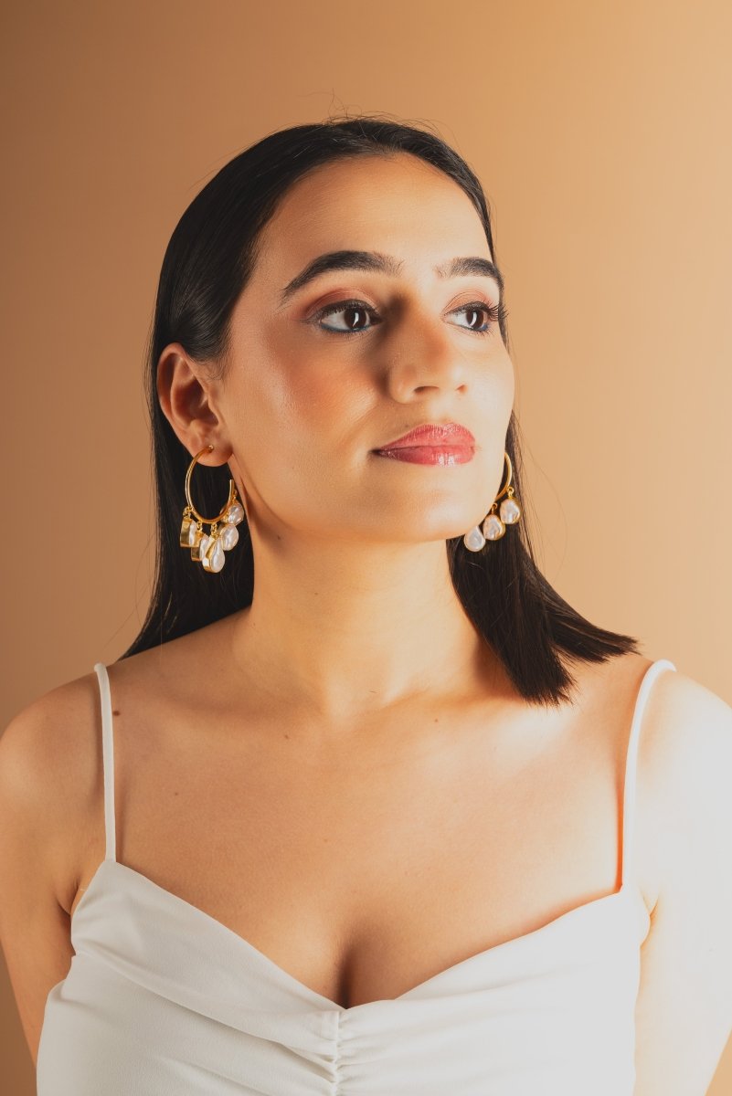 Penta Baroque Shimmery Earrings - Jiaarajewellery