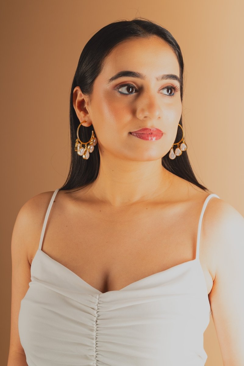 Penta Baroque Shimmery Earrings - Jiaarajewellery