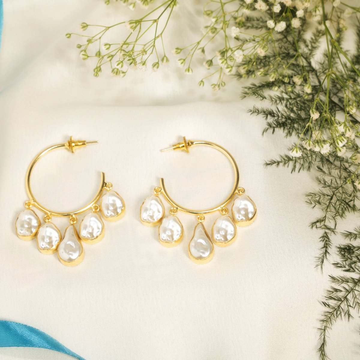 Penta Baroque Shimmery Earrings - Jiaarajewellery