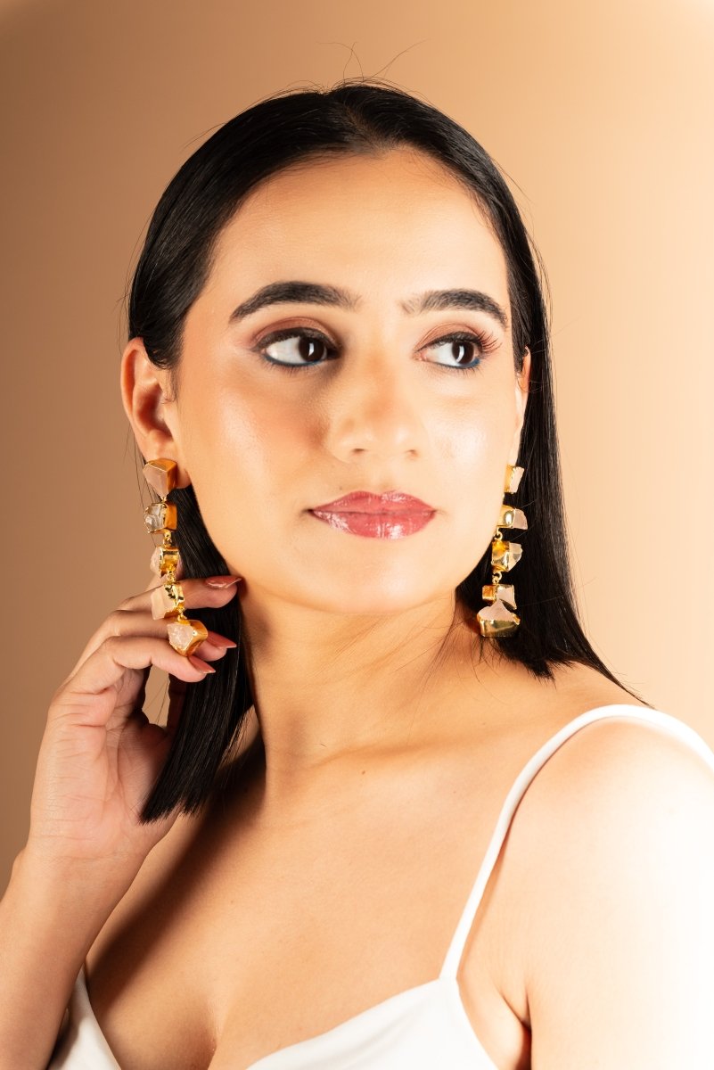 Penta Stone Asymmetric Earrings - Jiaarajewellery