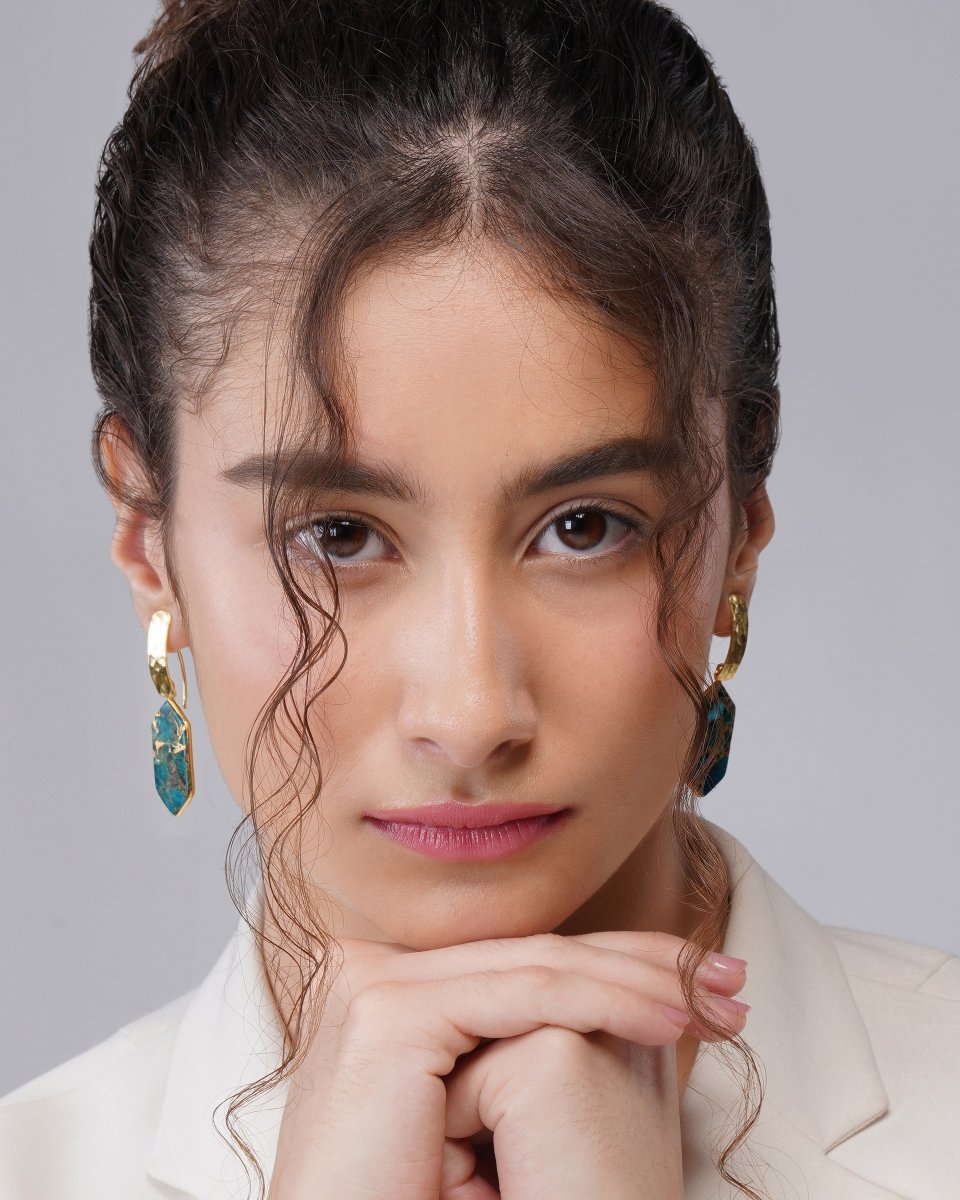 Pentagon Mohave Drop Earrings - Jiaarajewellery