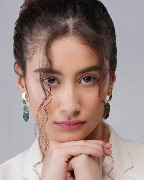 Pentagon Mohave Drop Earrings - Jiaarajewellery