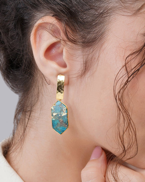 Pentagon Mohave Drop Earrings - Jiaarajewellery