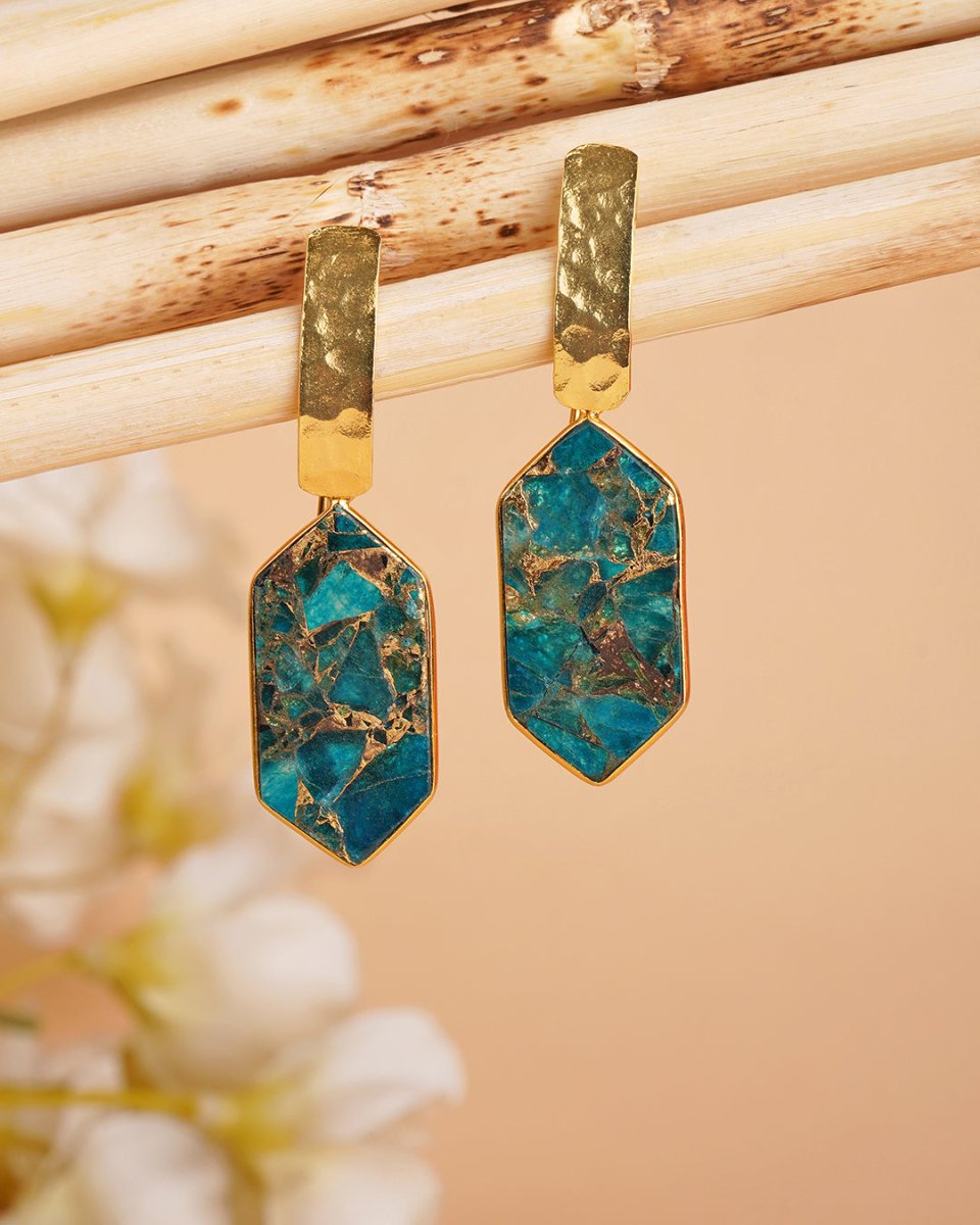 Pentagon Mohave Drop Earrings - Jiaarajewellery
