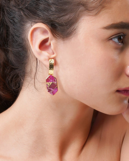 Pentagon Ruby Mohave Drop Earrings - Jiaarajewellery
