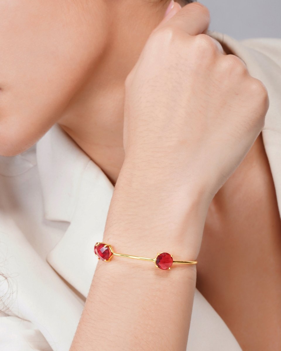 Pink Fuchsia Chalcedony sleek Bracelet - Jiaarajewellery