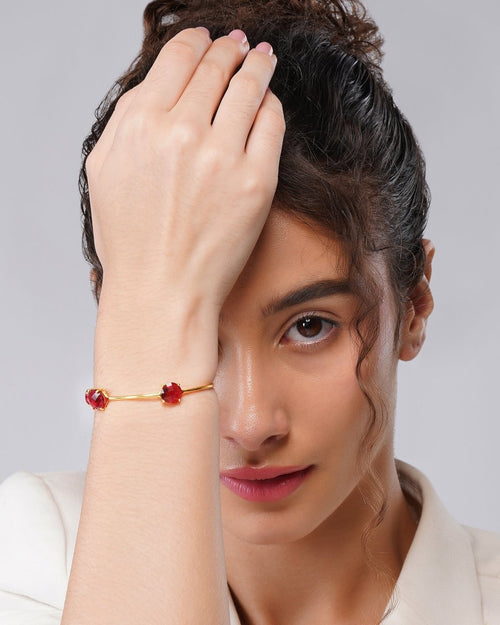 Pink Fuchsia Chalcedony sleek Bracelet - Jiaarajewellery