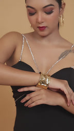 Hammered Brass shiny cuff bracelet