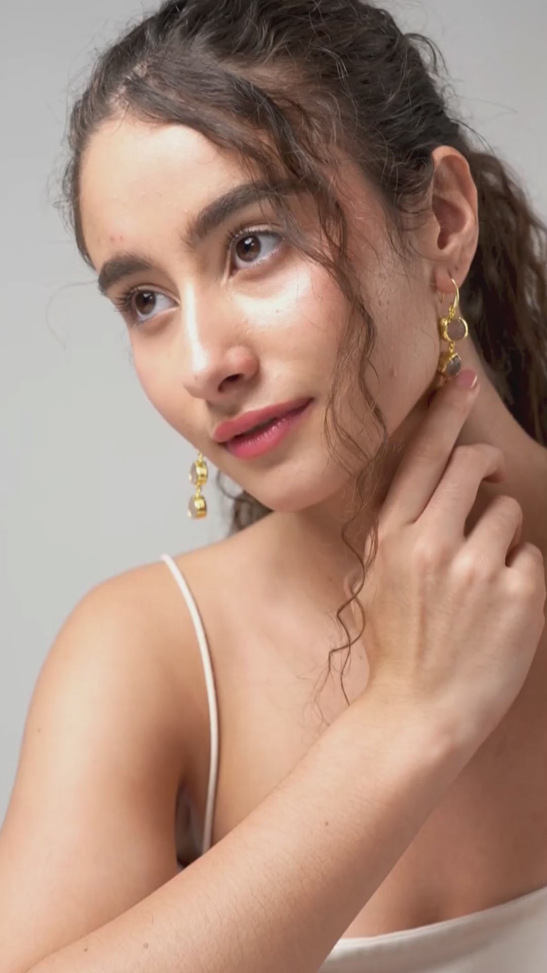 Cascading Trinity Rose Quartz Drop Earrings